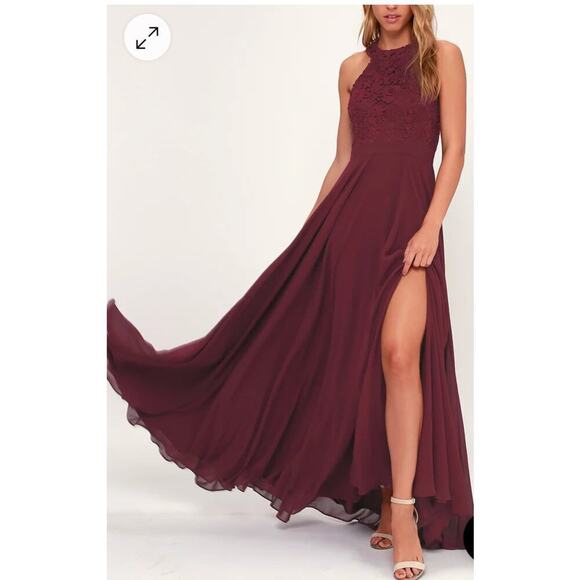 Lulus Picture Perfect Burgundy Lace Maxi Dress Size Small - Picture 1 of 10